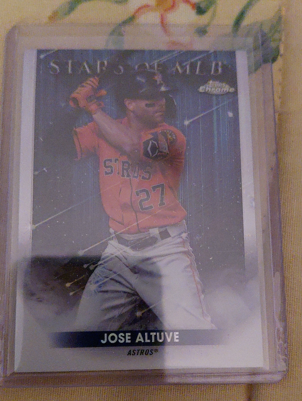 Baseball Card Protective Sleeve - Orange Jose Altuve Card